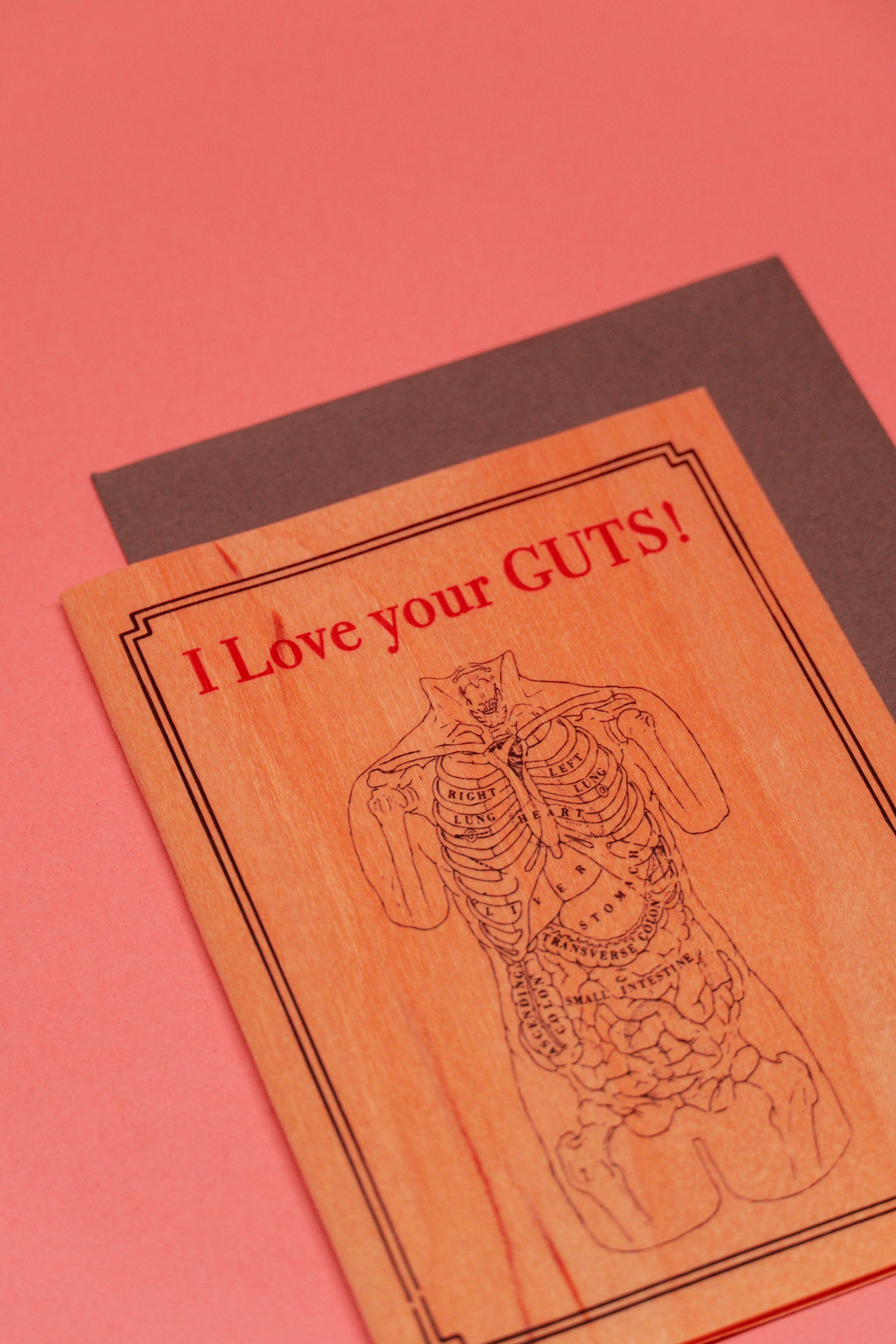 I Love Your Guts – Folding Wood Greeting Card - Image 5
