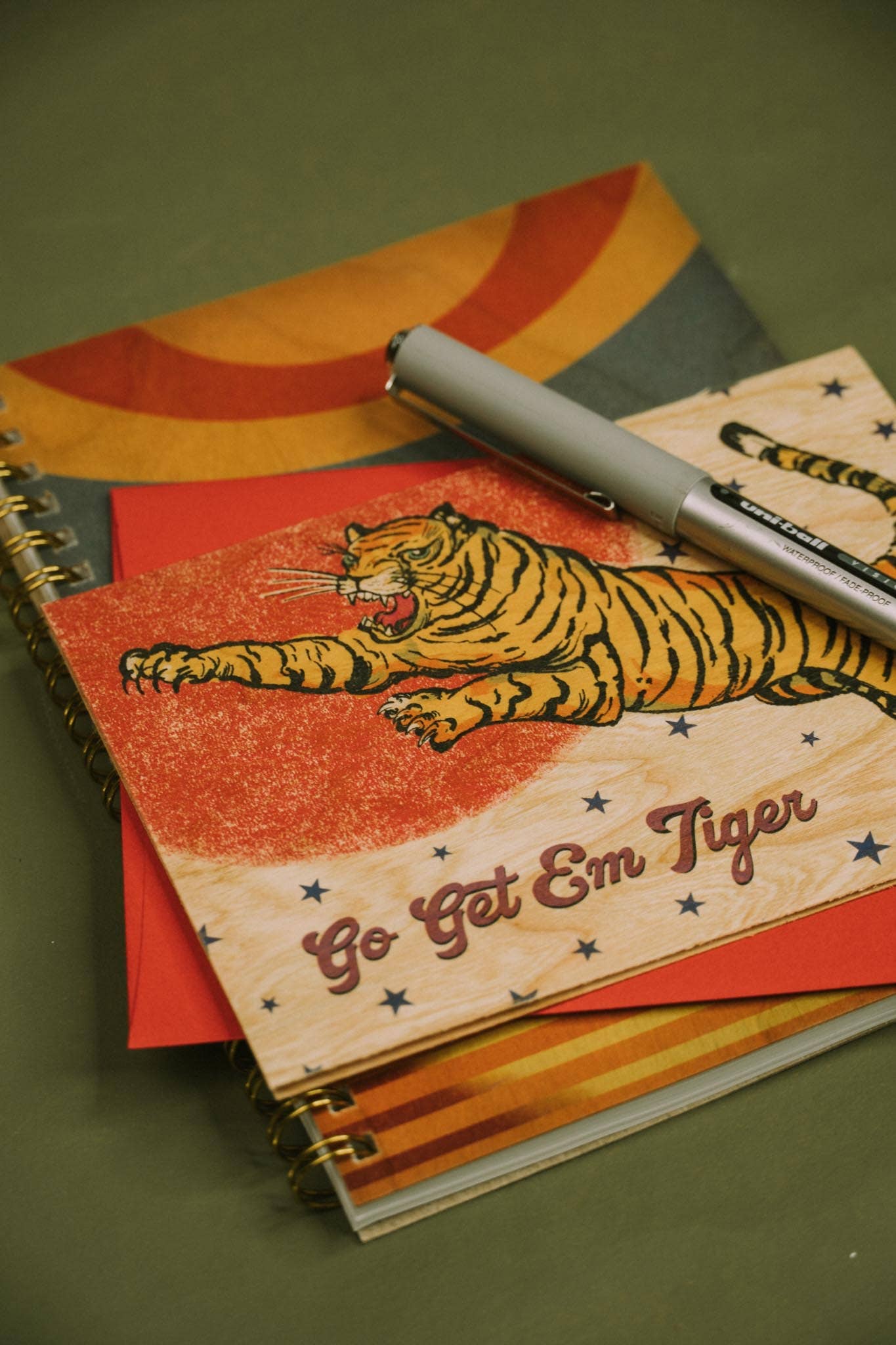 Go Get ‘Em, Tiger – Cherry Wood Greeting Card - Image 2