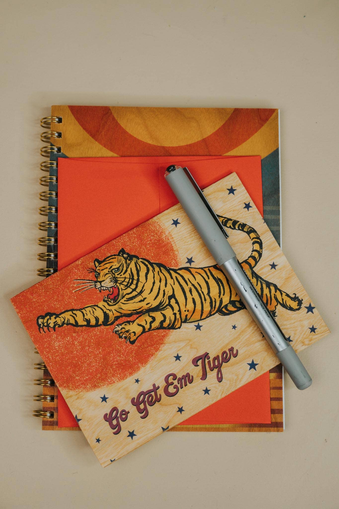 Go Get ‘Em, Tiger – Cherry Wood Greeting Card - Image 3